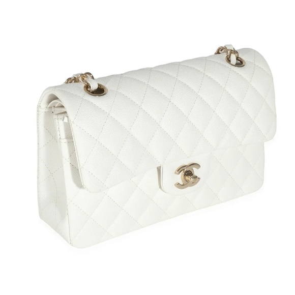 Chanel White Quilted Caviar Small Classic Double Flap Bag - Picture 3 of 8